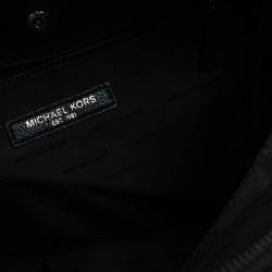 Pre Owned Michael Kors Navy Blue Leather And Signature Coated Canvas Russel Backpack