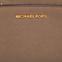 Pre Owned Michael Kors Dark Beige Leather Mini Selma Crossbody Bag