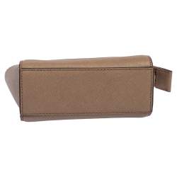 Pre Owned Michael Kors Dark Beige Leather Mini Selma Crossbody Bag