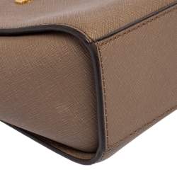 Pre Owned Michael Kors Dark Beige Leather Mini Selma Crossbody Bag
