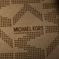 Pre Owned MICHAEL Michael Kors Brown/Tan Signature Coated Canvas and Leather Marina Drawstring Tote