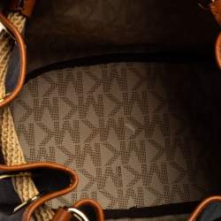Pre Owned MICHAEL Michael Kors Brown/Tan Signature Coated Canvas and Leather Marina Drawstring Tote