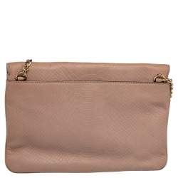 Pre Owned حقيبة كتف مايكل كورس رفيعة جلد نقشة الثعبان وردي بقلاب وقفل دفع 