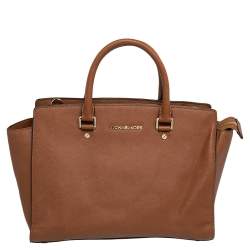 Pre Owned MICHAEL Michael Kors Brown Leather Large Selma Satchel