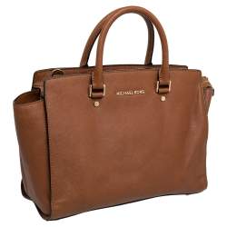 Pre Owned MICHAEL Michael Kors Brown Leather Large Selma Satchel
