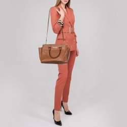 Pre Owned MICHAEL Michael Kors Brown Leather Large Selma Satchel