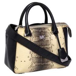 Michael Kors Beige/Black Python Embossed And Leather Satchel