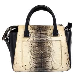 Michael Kors Beige/Black Python Embossed And Leather Satchel