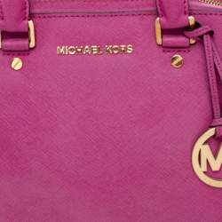 Pre Owned MICHAEL Michael Kors Pink Leather Cindy Dome Satchel