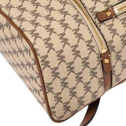 Pre Owned حقيبة ظهر مايكل كورس أبيي كانفاس مقوى بيج متوسطة بالشعار