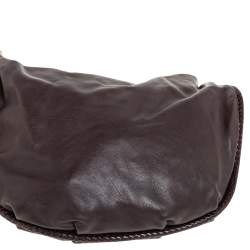 Pre Owned Michael Kors Dark Brown Leather Skorpios Hobo