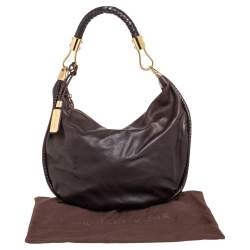 Pre Owned Michael Kors Dark Brown Leather Skorpios Hobo