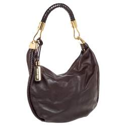 Pre Owned Michael Kors Dark Brown Leather Skorpios Hobo