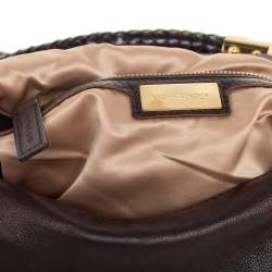 Pre Owned Michael Kors Dark Brown Leather Skorpios Hobo