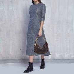 Pre Owned Michael Kors Dark Brown Leather Skorpios Hobo