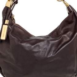Pre Owned Michael Kors Dark Brown Leather Skorpios Hobo