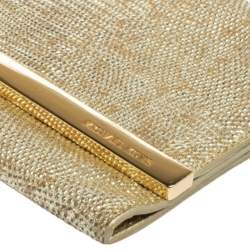 Pre Owned MICHAEL Michael Kors Metallic Gold Croc Embossed Leather Tilda Clutch