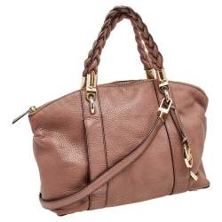 مملوكة مسبقًا حقيبة ساتشل مايكل كورس يد مضفرة ناعومي جلد بني