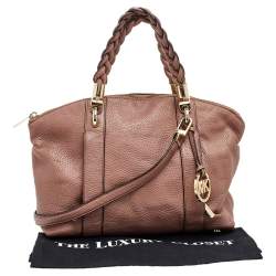 مملوكة مسبقًا حقيبة ساتشل مايكل كورس يد مضفرة ناعومي جلد بني