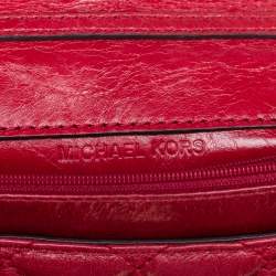 Pre Owned Michael Kors Red Quilted Leather Flap Crossbody Bag
