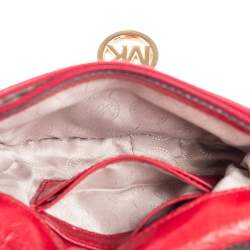 Pre Owned Michael Kors Red Quilted Leather Flap Crossbody Bag