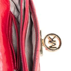 Pre Owned Michael Kors Red Quilted Leather Flap Crossbody Bag