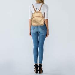 Pre Owned حقيبة ظهر مايكل كورس جلد وكانفاس مونوغرامي بيج