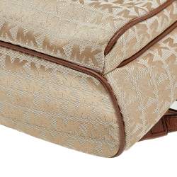 Pre Owned حقيبة ظهر مايكل كورس جلد وكانفاس مونوغرامي بيج