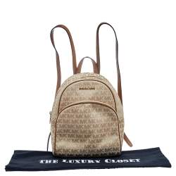 Pre Owned حقيبة ظهر مايكل كورس جلد وكانفاس مونوغرامي بيج