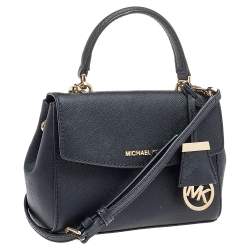 Pre Owned Michael Kors Black Leather Ava Top Handle Bag