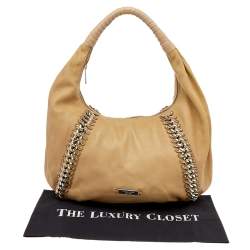 Michael Kors Beige Leather ID Chain Hobo