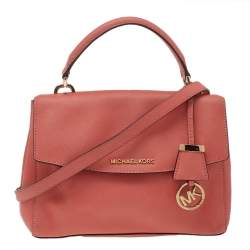 Pre Owned Michael Kors Coral Leather Small Ava Top Handle Bag
