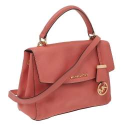 Pre Owned Michael Kors Coral Leather Small Ava Top Handle Bag