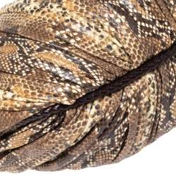 Pre Owned Michael Kors Brown Python Embossed Leather Skorpios Hobo