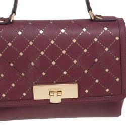 Pre Owned MICHAEL Michael Kors Red Leather Jamey Top Handle Bag