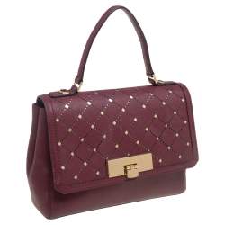 Pre Owned MICHAEL Michael Kors Red Leather Jamey Top Handle Bag