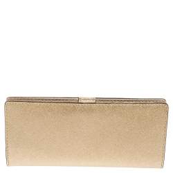 Pre Owned محفظة مايكل كورس طية ثنائية جيت سيت ترافيل جلد ذهبى