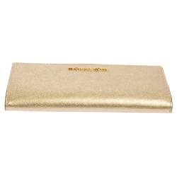 Pre Owned محفظة مايكل كورس طية ثنائية جيت سيت ترافيل جلد ذهبى