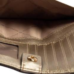 Pre Owned محفظة مايكل كورس طية ثنائية جيت سيت ترافيل جلد ذهبى