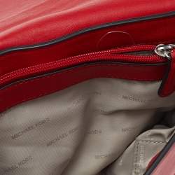 Michael Kors Red Leather Piper Flap Shoulder Bag