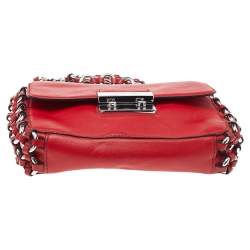 Michael Kors Red Leather Piper Flap Shoulder Bag