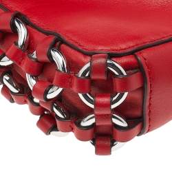 Michael Kors Red Leather Piper Flap Shoulder Bag