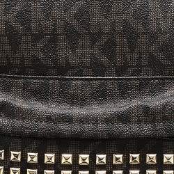 Pre Owned حقيبة ظهر مايكل مايكل كورس جيت سيت كانفاس مقوى بالشعار وجلد بنية مرصعة  