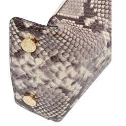 Michael Michael Kors Beige-Black Python Embossed Leather And Leather Large Riley Satchel