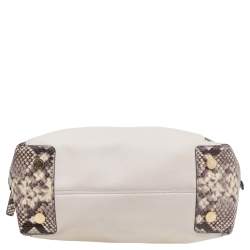 Michael Michael Kors Beige-Black Python Embossed Leather And Leather Large Riley Satchel