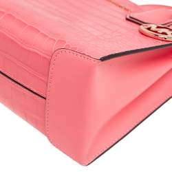 مملوكة مسبقًا حقيبة يد توتس مايكل كورس ميرسر جلد نقشة التمساح برتقالي زهري