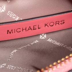 مملوكة مسبقًا حقيبة يد توتس مايكل كورس ميرسر جلد نقشة التمساح برتقالي زهري