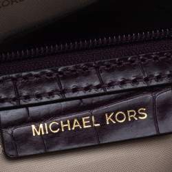 Pre Owned Michael Kors Burgundy Croc Embossed Leather Satchel