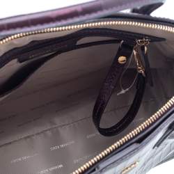 Pre Owned Michael Kors Burgundy Croc Embossed Leather Satchel