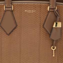 Pre Owned حقيبة يد توتس مايكل كورس كولكشن كاسي جلد ثعبان بني فاتح